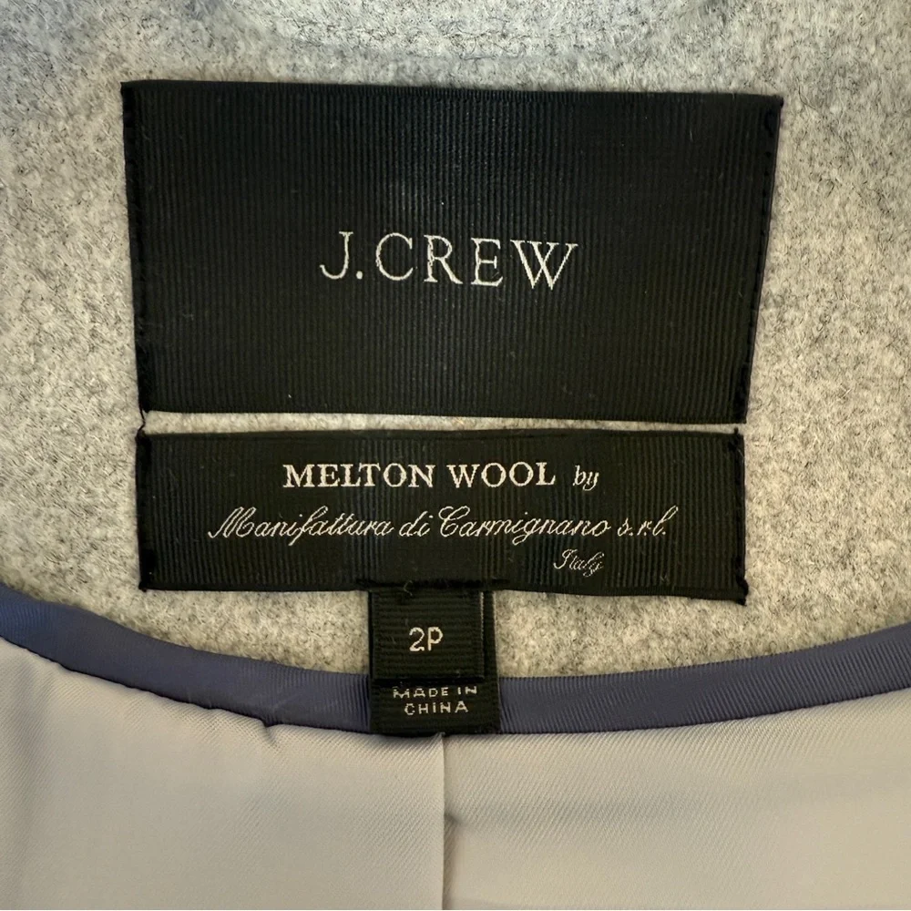 J.Crew Petite Wool Melton Hooded Bib Jacket Coat – Heather Gray Womens 2P - Picture 7 of 10